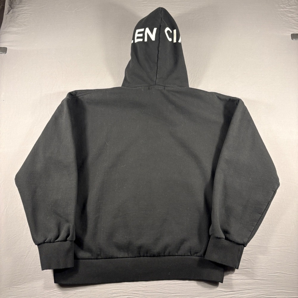 Balenciaga Paris Logo Hood Hoodie Black Oversized Sweatshirt Mens